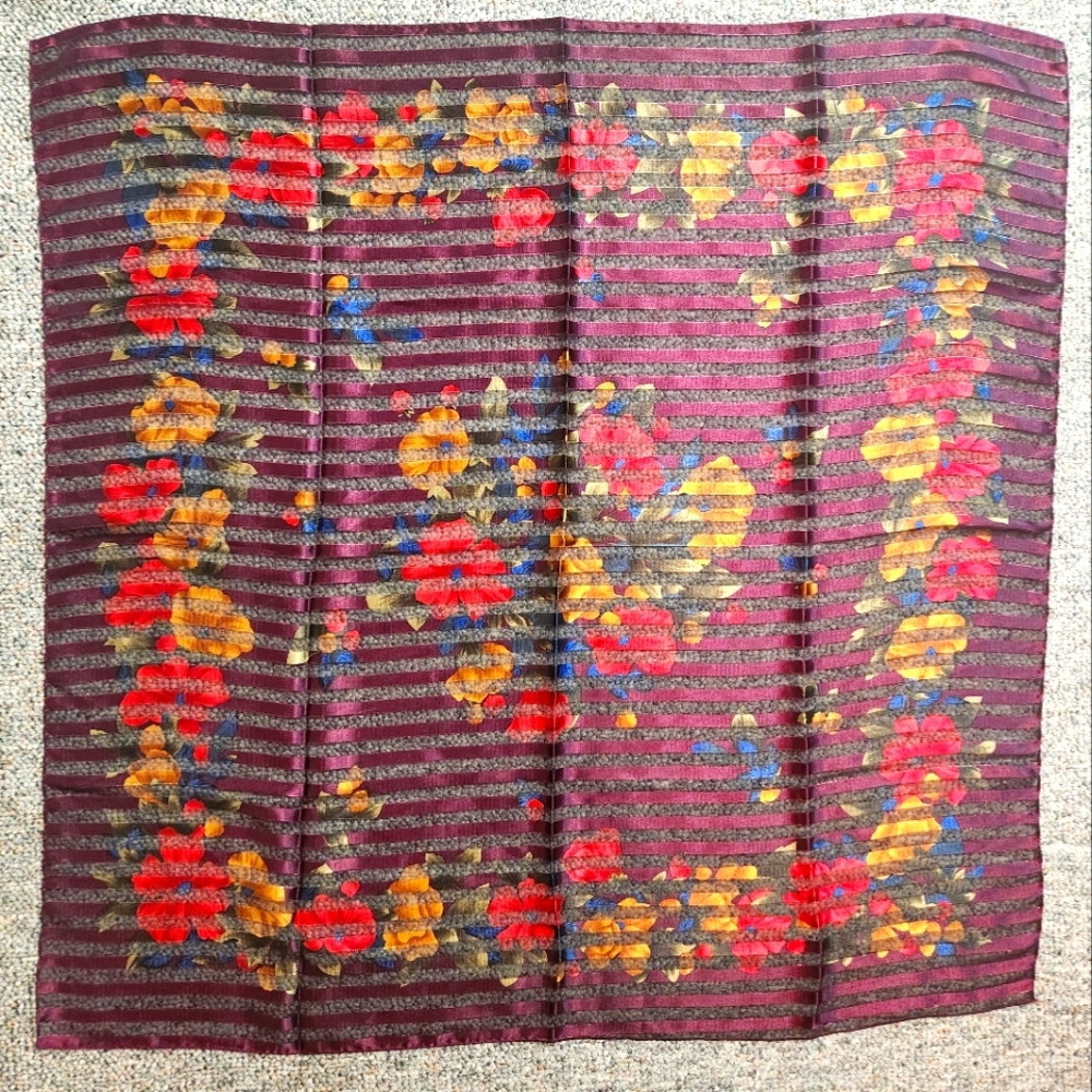 Saks Fifth Avenue Floral Striped Silk Scarf